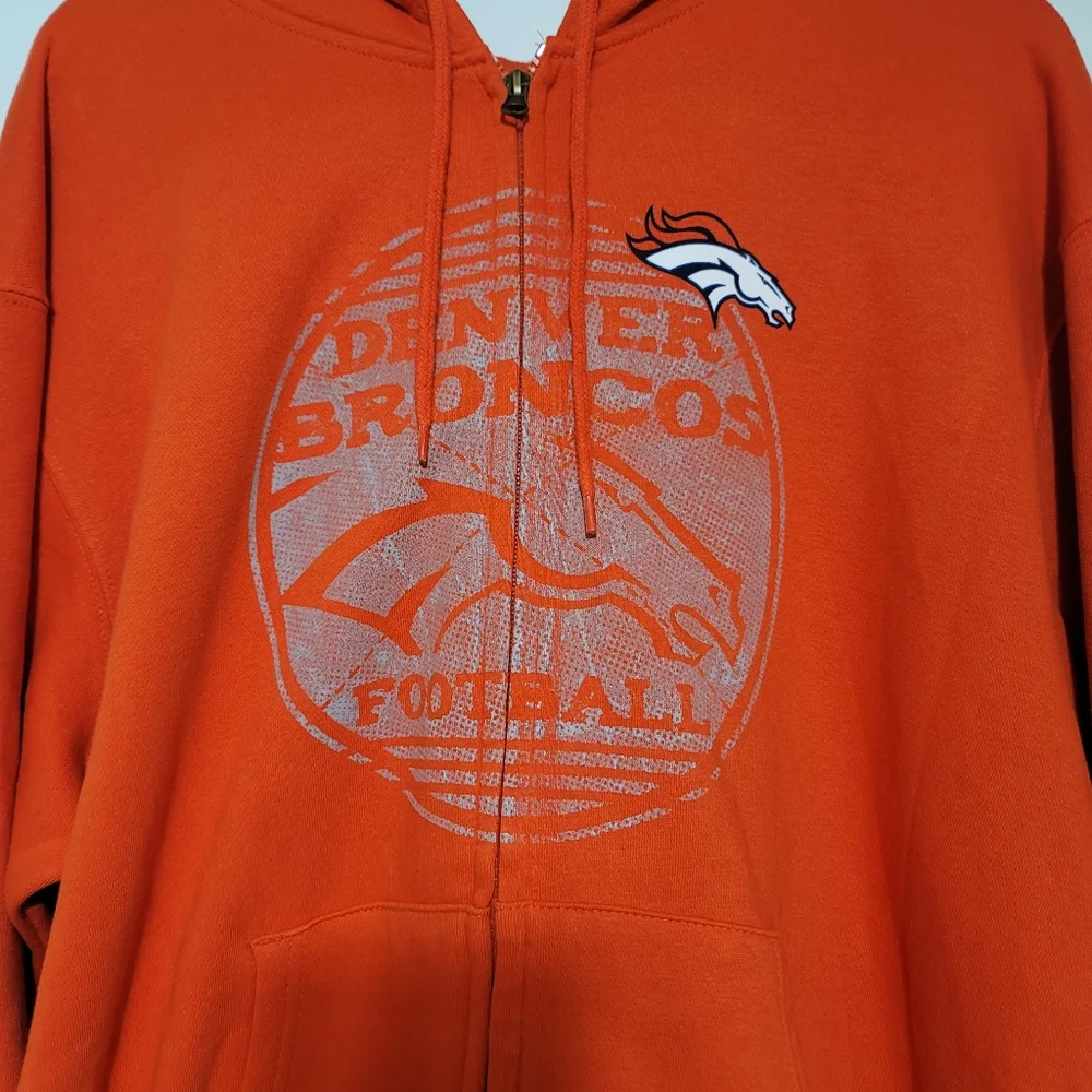 Majestic Denver Broncos Hoodie Sweatshirt Men's Sz XL Orange Hooded Pullover NFL